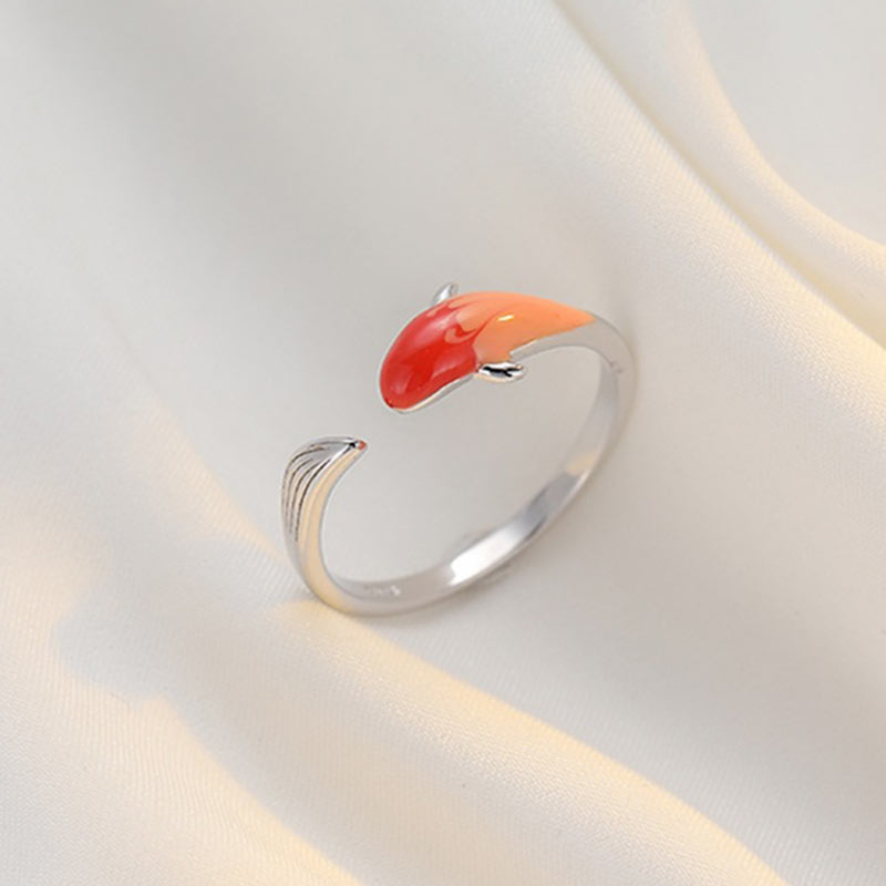 Anillo ajustable de la suerte del equilibrio de cobre del pez Koi de las Buddha Stones