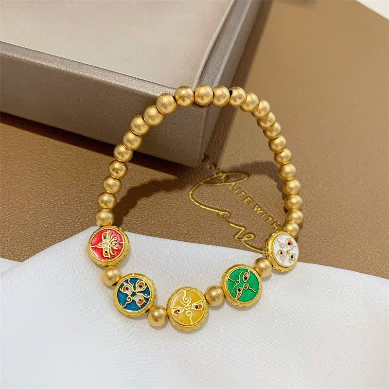 Pulsera de la suerte con cuentas de cobre, cinco dioses tibetanos de la riqueza , Buddha Stones