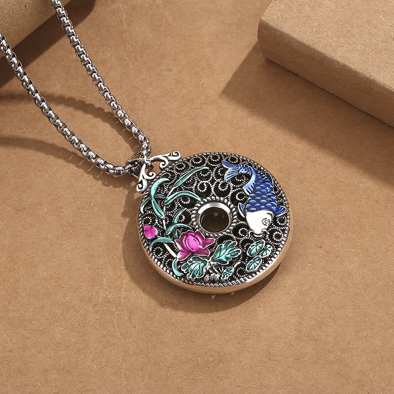 Buddha Stones Koi pez loto paz hebilla Fu carácter riqueza suerte collar colgante