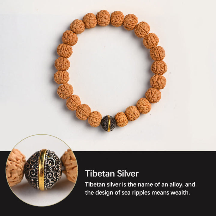 Buddha Stones Tíbet Rudraksha Bodhi Semilla Riqueza Pulsera auspiciosa
