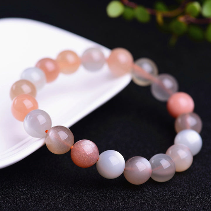 Pulsera positiva de riqueza de piedra lunar natural