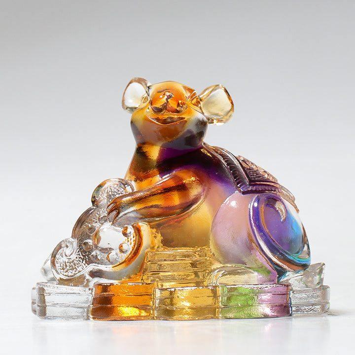 Buddha Stones Año del Dragón hechas a mano 12 Zodíaco chino Liuli pieza de arte con cristal protección decoración de la Oficina del hogar