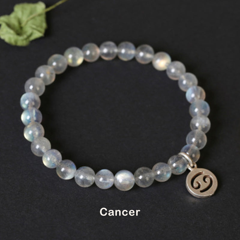 Pulsera con Encanto 12 Constelaciones del Zodíaco Piedra Lunar