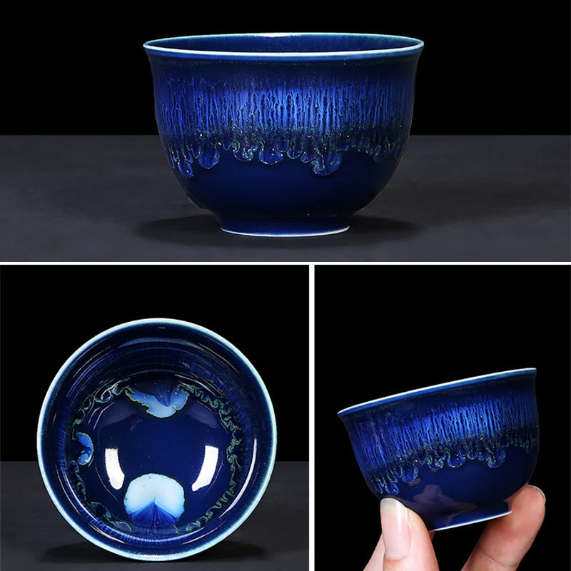 Taza de té de cerámica con cambio de horno de esmalte Jianzhan chino , Buddha Stones, taza de té Tenmoku Kung Fu