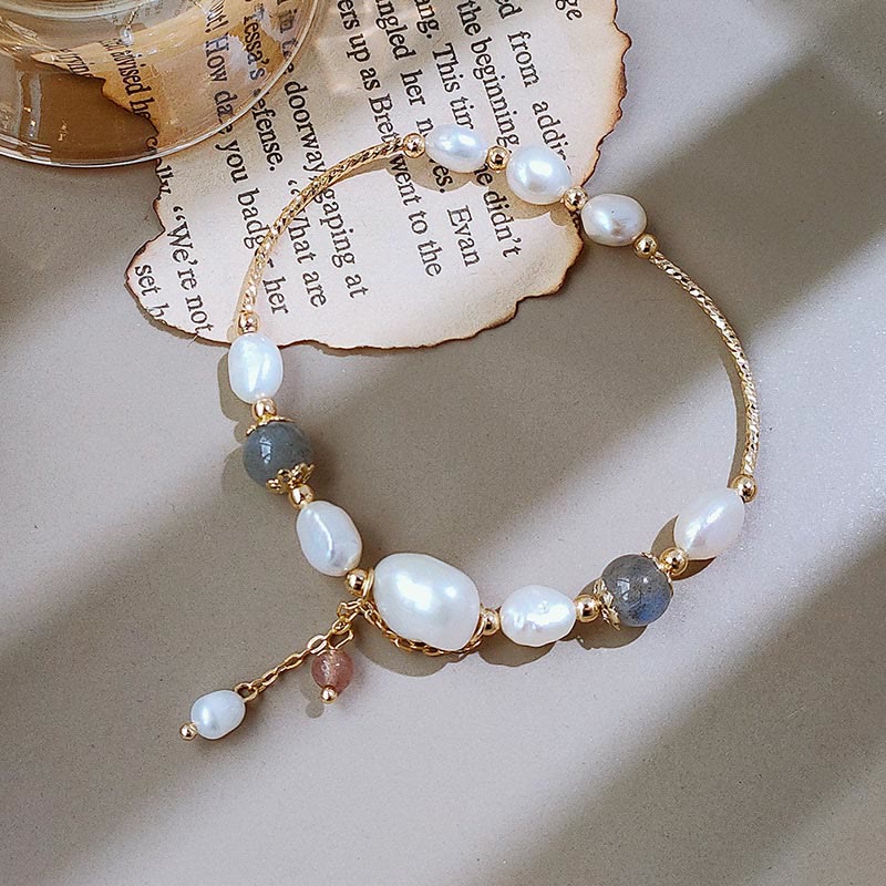 Pulsera Optimismo con Cuentas de Cuarzo Fresa, Piedra Lunar, Perla de Piedras de Buddha Stones - image 5