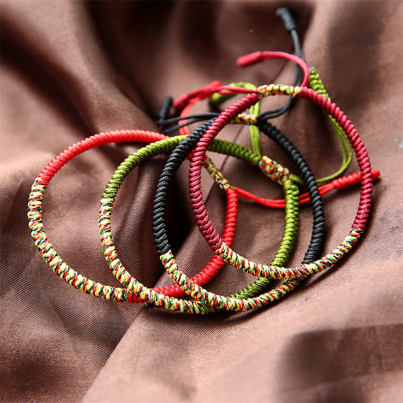 Pulsera trenzada de fuerza de la suerte con nudo King Kong multicolor hecha a mano tibetana con Buddha Stones