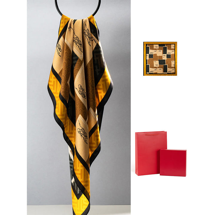 Bufanda de seda de morera 100% con pintura al óleo de jungla de Buddha Stones , bufanda de cuello de seda de doble cara de grado superior 6A - Nubes auspiciosas - image 20