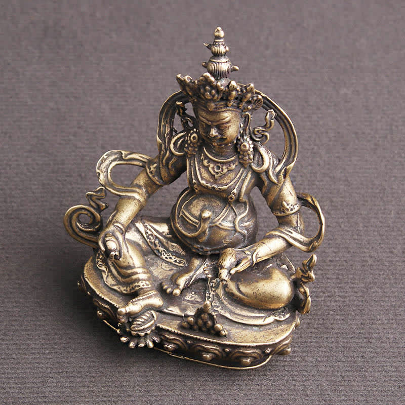 Estatuilla amarilla de Jambhala Bodhisattva, estatua de cobre de serenidad, decoración