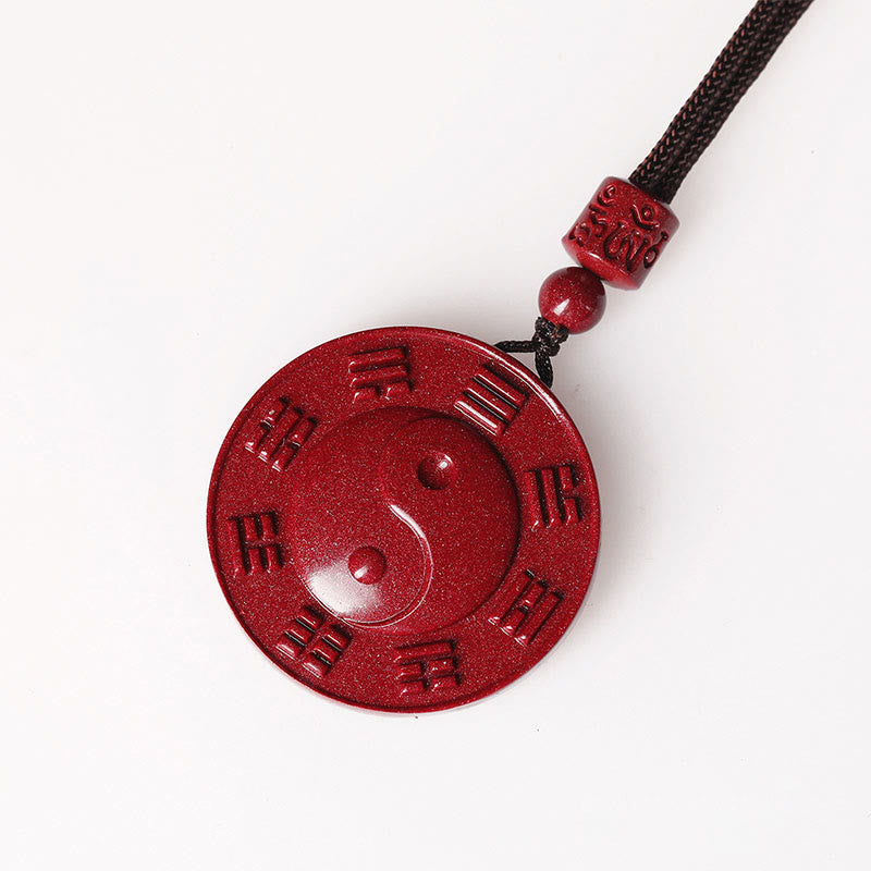 Colgante de collar de bendición de Buddha Stones cinabrio Yin Yang Bagua - image 6