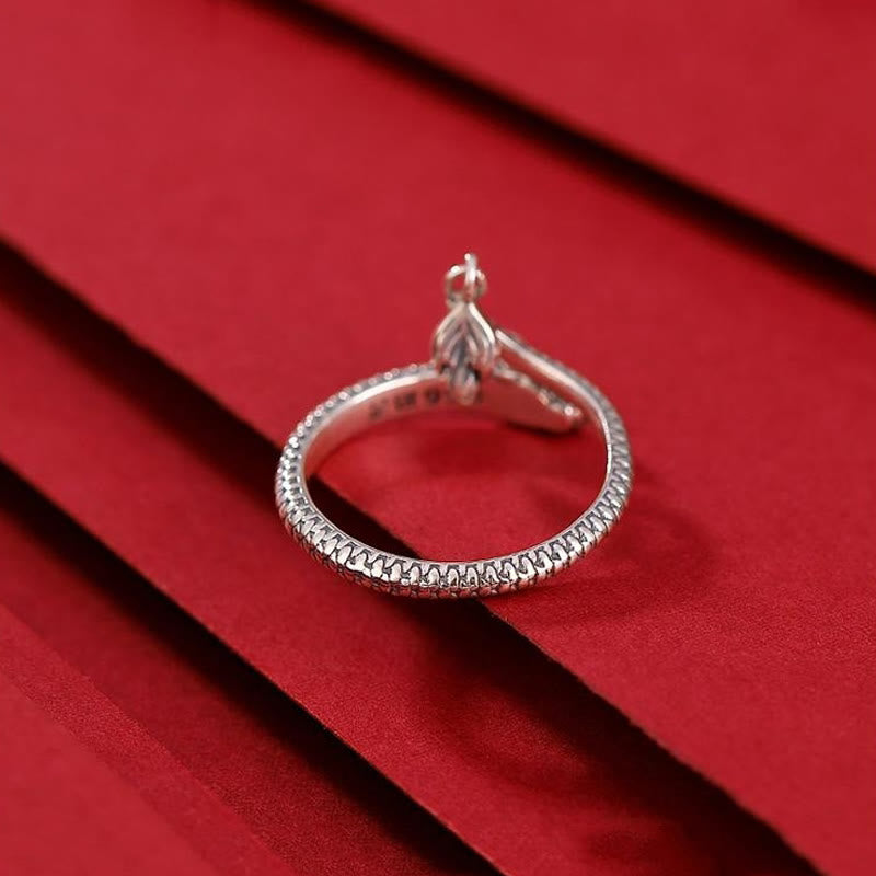 Anillo ajustable de plata de ley 925 con Buddha Stones , diseño vintage del Año del Dragón, protección de la suerte