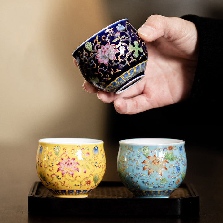 Taza de té de cerámica con diseño de vaina de flor de loto, Buddha Stones, taza de té de Kung Fu, 80ml