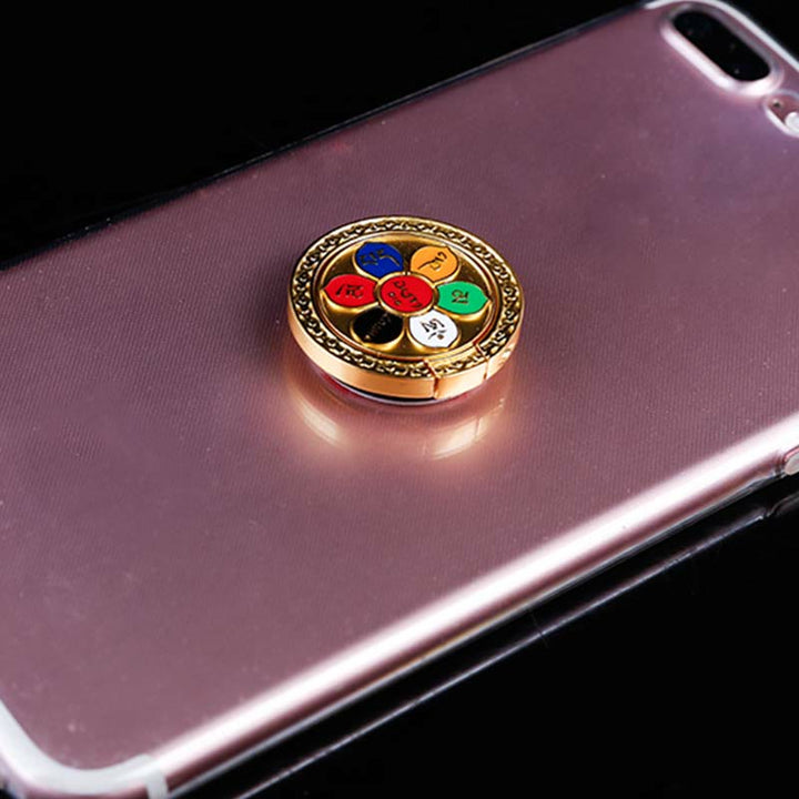 Soporte de anillo para teléfono tibetano Om Mani Padme Hum Peace, decoraciones universales para teléfono