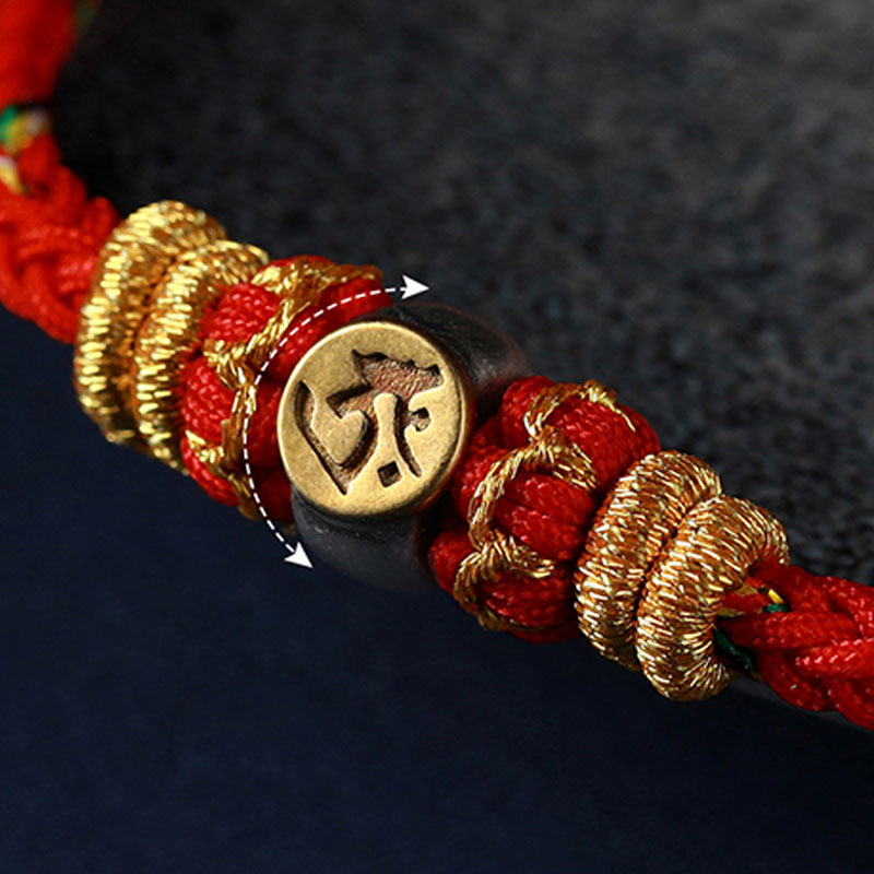 Pulsera de hilo trenzado de la suerte de plata con Buda natal del zodiaco chino de Buddha Stones