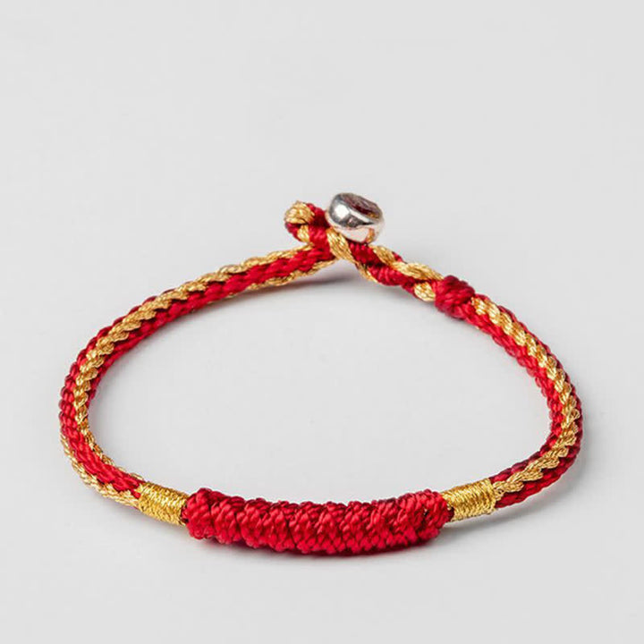 Pulsera de protección de cadena de suerte trenzada hecha a mano tibetana con Buddha Stones