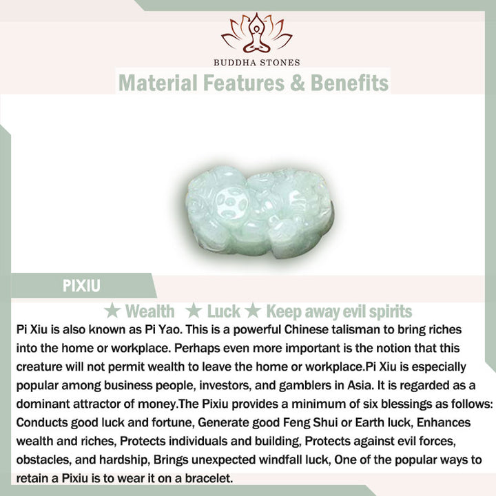 Buddha Stones FengShui Jade PiXiu bendición coche colgante decoración