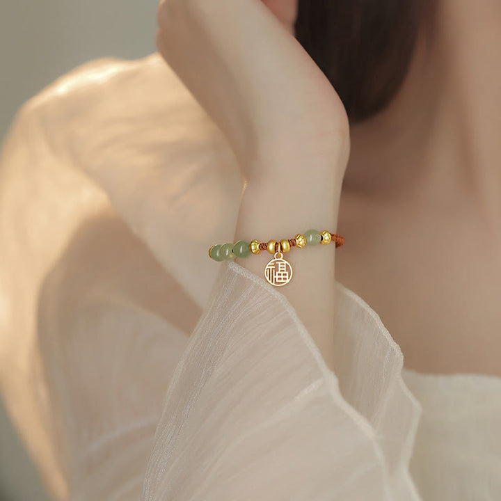 Pulsera de cuerda con Buddha Stones , personaje Fu