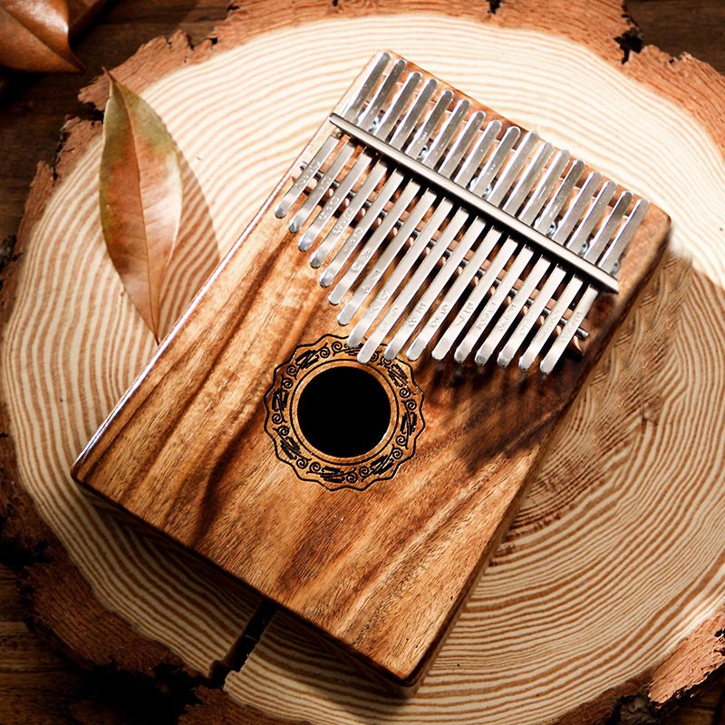 Buddha Stones Kalimba 17 teclas Piano de pulgar madera de caoba Acacia nogal Piano de dedo portátil