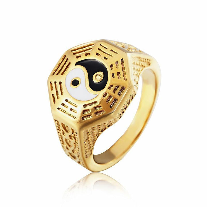 Anillo de la suerte de cobre con símbolo de Yin Yang