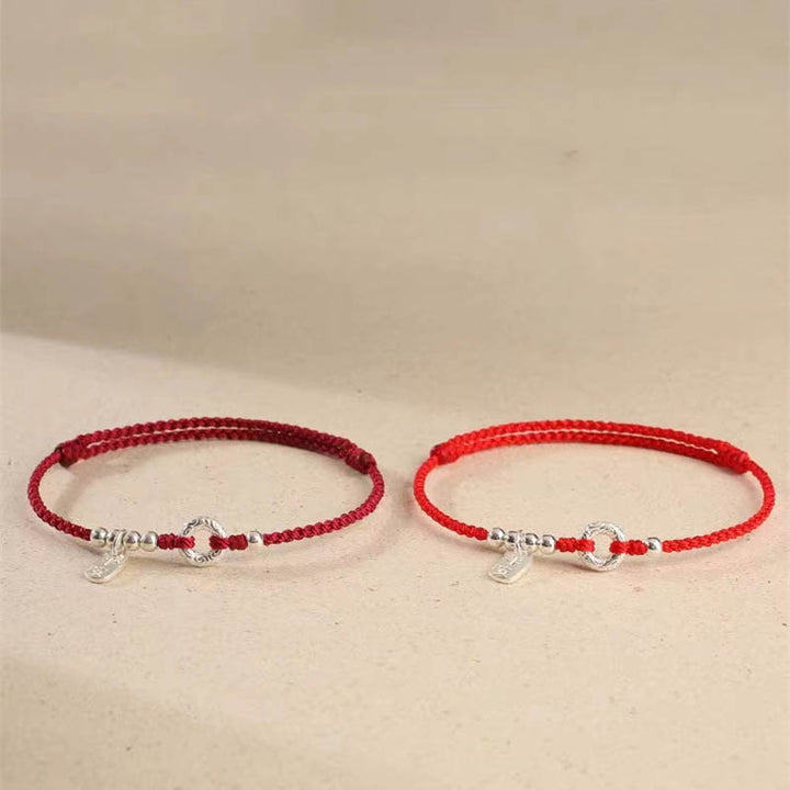 Tobillera con pulsera de sonido y seguridad con hebilla de paz y nubes propicias de Plata de Ley 925 con Buddha Stones