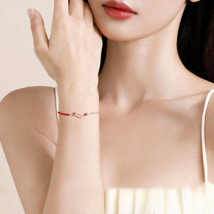 Pulsera de hilo rojo trenzado con estrella de loto y pez Koi de la suerte de plata de ley 925 con Buddha Stones