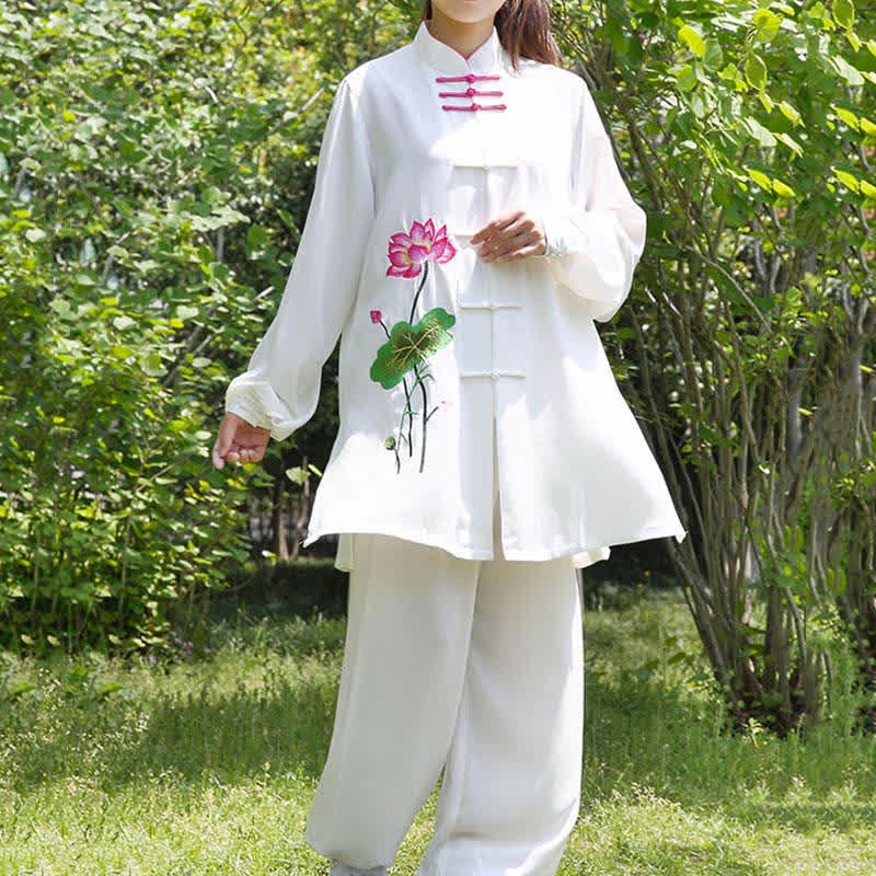 Conjunto de ropa para mujer con diseño de hojas y flores de loto y piedras de Buddha Stones para meditación, tai chi, oración y práctica espiritual zen - image 9