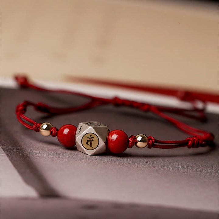 Pulsera trenzada de plata de ley 925 hecha a mano con Buddha Stones , zodíaco chino, Buda natal, cinabrio