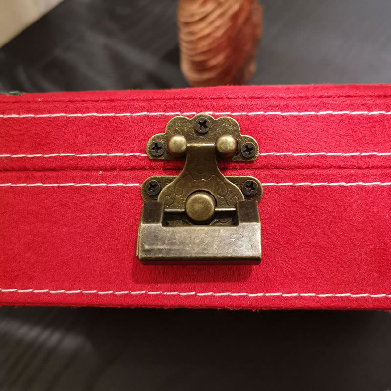 Caja organizadora de joyería con Buddha Stones , flores y libélula, caja de almacenamiento de joyería de una sola capa, caja de franela