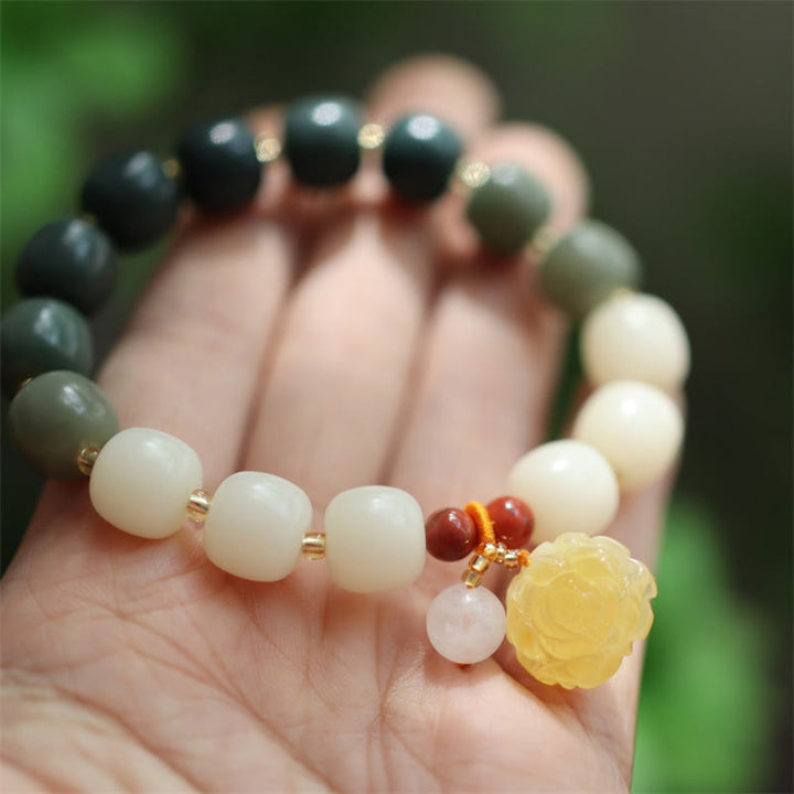 Pulsera de la paz del loto del ámbar de la semilla de Bodhi del gradiente de las Buddha Stones