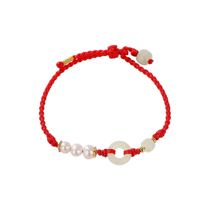 Pulsera de la suerte con perlas y hebilla de la paz de jade hetiano chapado en plata de ley 925 con Buddha Stones