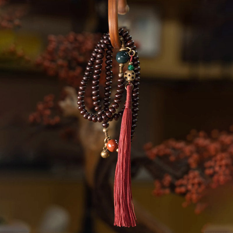 Buddha Stones 108 cuentas de Mala Natural Tíbet púrpura semilla de Bodhi pulsera auspiciosa