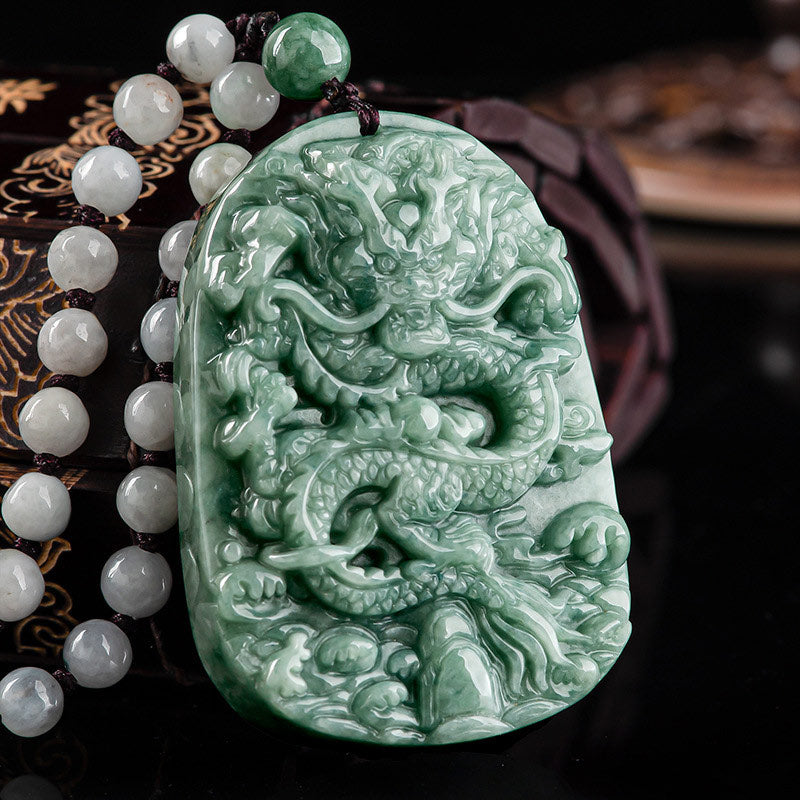 Buddha Stones Dragón del Zodíaco Chino Jade Collar de Prosperidad Colgante de Cadena de Cuentas - image 2