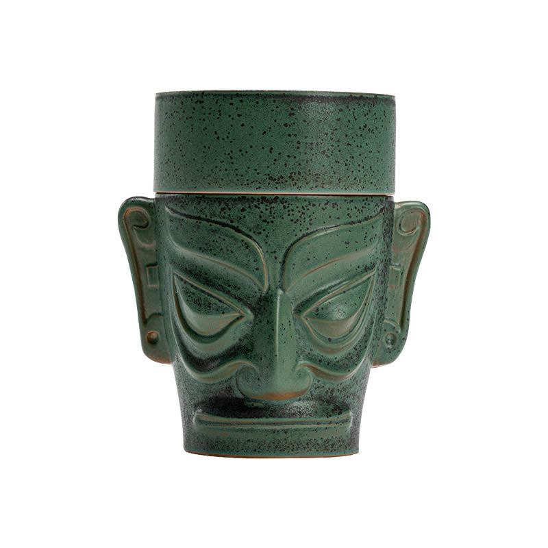 Buddha Stones Reliquias de la Edad de Bronce Máscara Sanxingdui Montículo de Tres Estrellas Quemador de Incienso curativo de cerámica