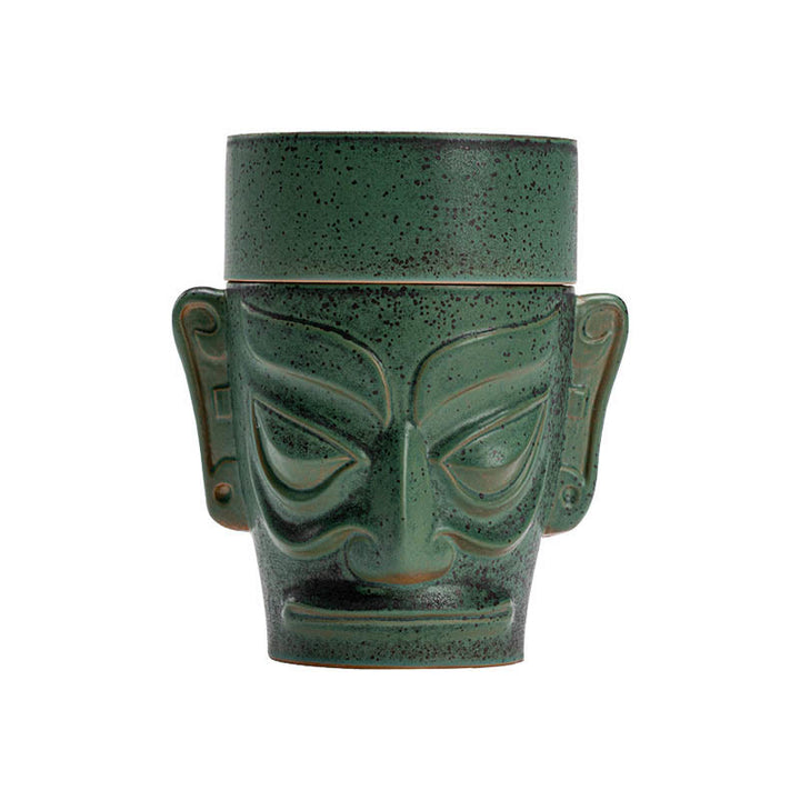 Buddha Stones Reliquias de la Edad de Bronce Máscara Sanxingdui Montículo de Tres Estrellas Quemador de Incienso curativo de cerámica
