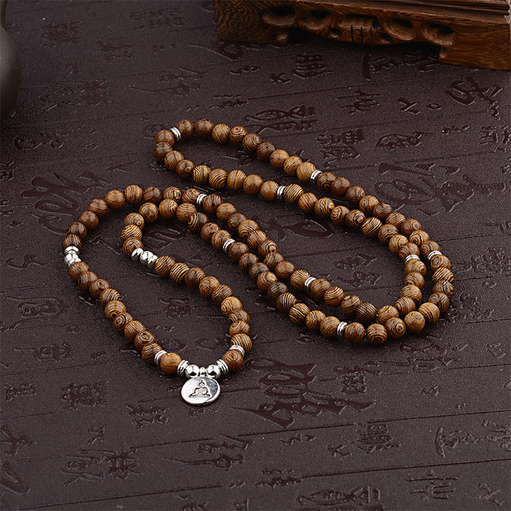 Pulsera de madera con relámpago tibetano de Buddha Stones Mala de Buda de loto