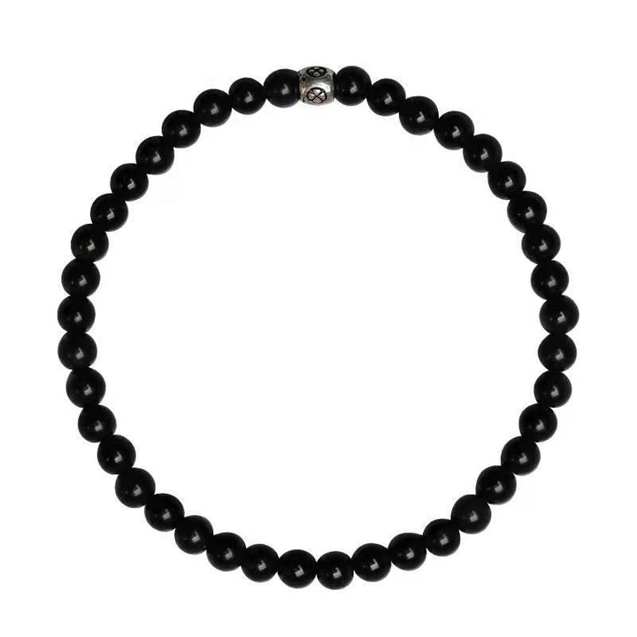 Pulsera de fuerza de purificación de cuarzo ahumado de obsidiana negra natural con Buddha Stones