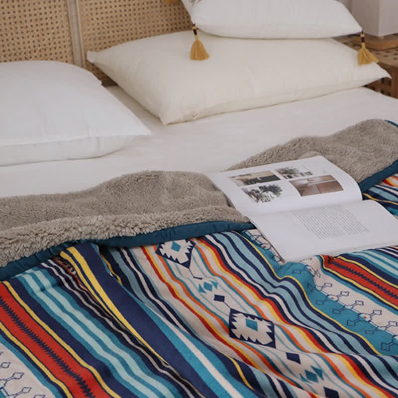 Manta de cama suave y cálida geométrica