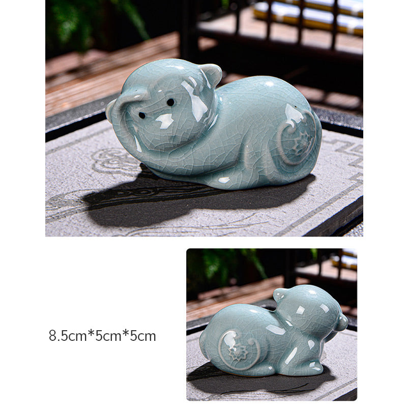 Buddha Stones zodiaco chino riqueza cerámica té mascota hogar estatuilla decoración