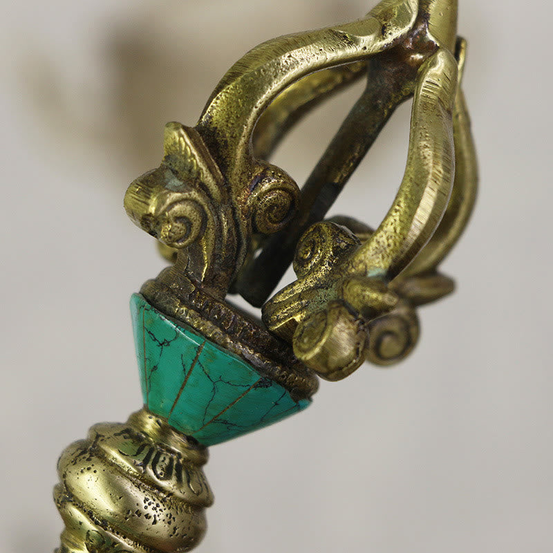 Buddha Stones tibetanas de cinco puntas Vajra Dorje hechas a mano, decoración de cobre de poder espiritual de Nepal - image 5