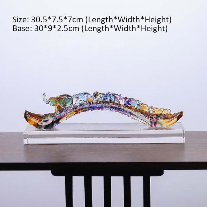 Decoración del hogar hecha a mano de Liuli Crystal Ruyi Elephant Art Piece con base de cristal