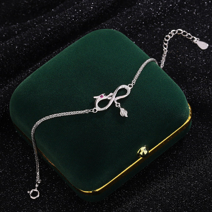 Pulsera de protección de la suerte con colgante de cola de nudo sin fin de plata de ley 999 con Buddha Stones