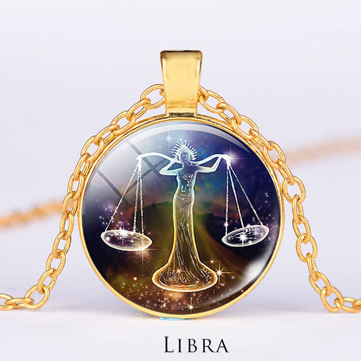 12 Constelaciones del Zodíaco Luna Cielo Estrellado Protección Bendición Collar Colgante