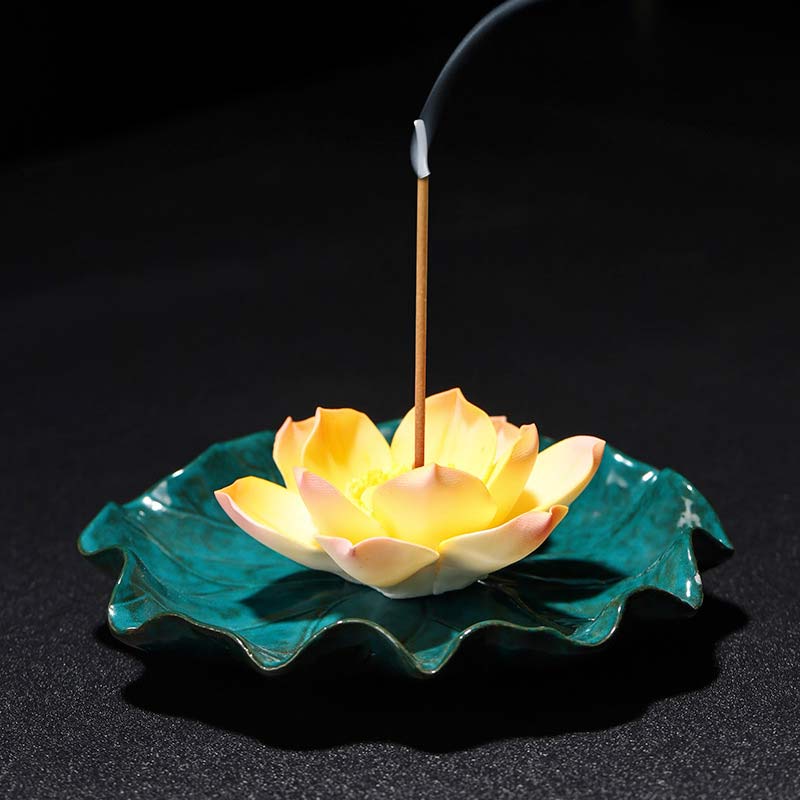 Decoración de quemador de incienso con bendición de loto tibetano