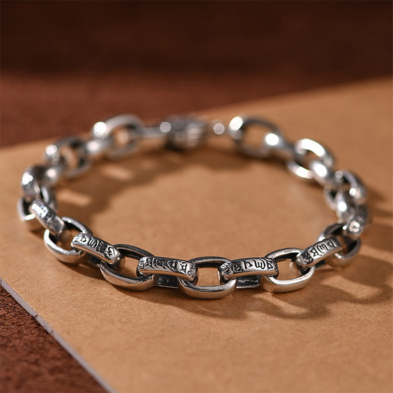 Pulsera de sabiduría grabada en cobre con Buddha Stones Om Mani Padme Hum doble Dorje