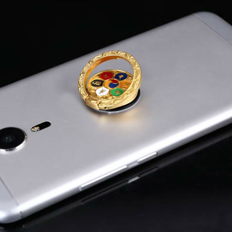 Soporte de anillo para teléfono tibetano Om Mani Padme Hum Peace, decoraciones universales para teléfono