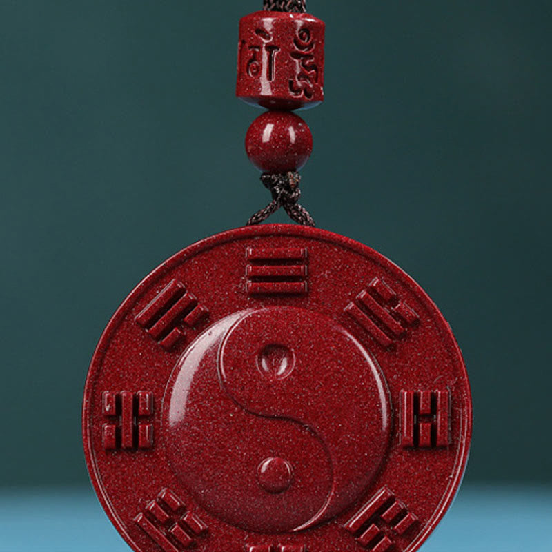Colgante de collar de bendición de Buddha Stones cinabrio Yin Yang Bagua - image 4