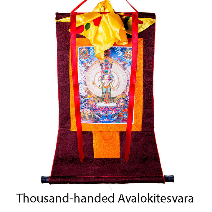 Buddha Stones tibetanas de mil manos Avalokitesvara enmarcadas decoración de bendición Thangka