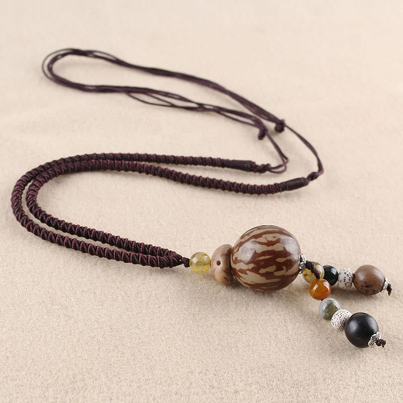 Collar con colgante de armonía de la sabiduría del loto de la semilla de Bodhi de las Buddha Stones - Semilla redonda de Bodhi - image 5
