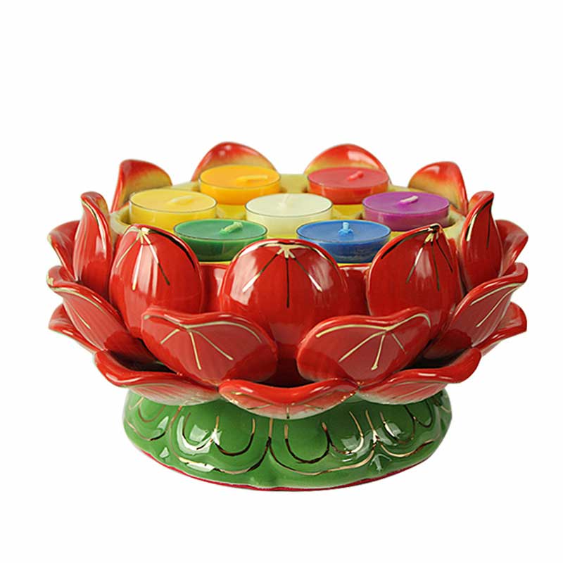 Altar de oración y meditación, portavelas de flor de loto, artículos de uso para rituales del templo budista
