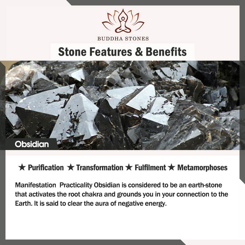 Buddha Stones FengShui Doble PiXiu Obsidiana Om Mani Padme Hum Pulsera de Riqueza