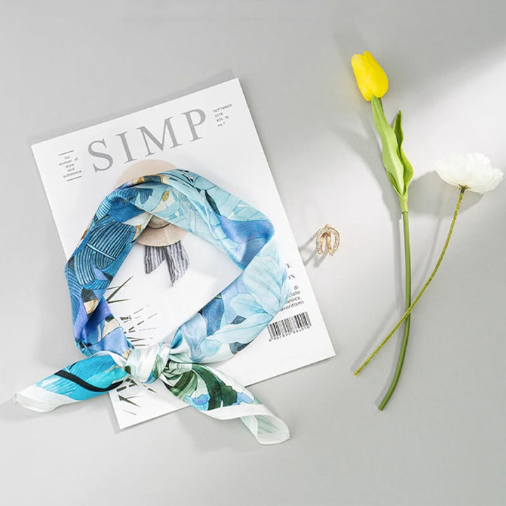 Bufanda de seda de morera 100% con pintura al óleo de jungla de Buddha Stones , bufanda de cuello de seda de doble cara de grado superior 6A - image 14